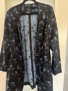 Alfani Black Jacket with Blue Floral Print